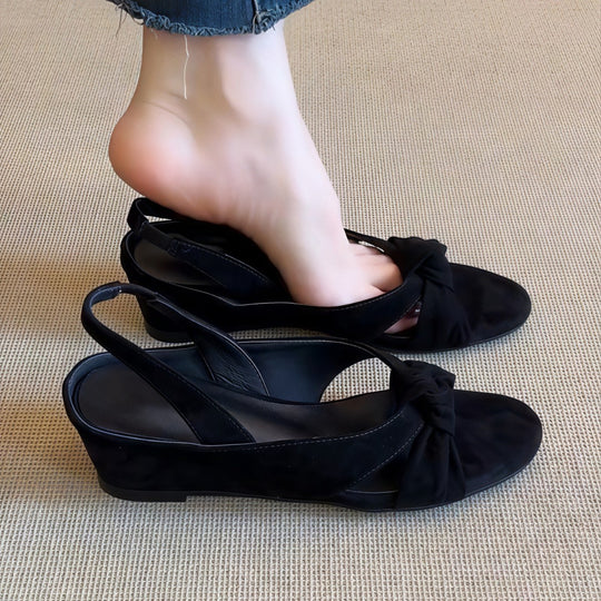 Damen Elegante Keil-Sandalen mit Knoten-Detail EB