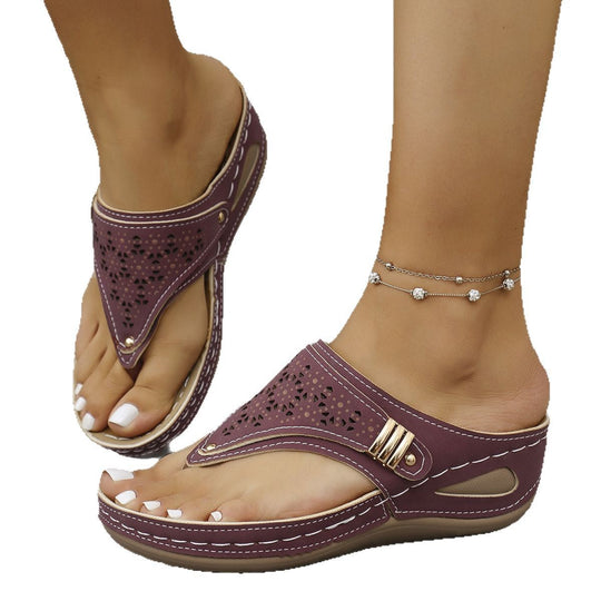 Damen Zehentrenner-Sandalen mit floralem Design EB
