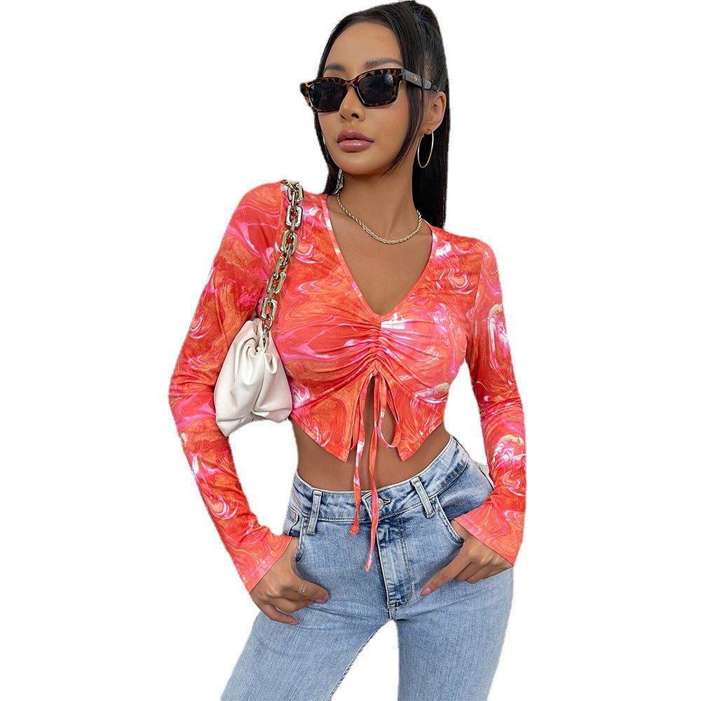 Damen Langarm Crop-Top mit in sich gedrehtem Design EB