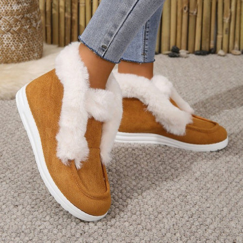Damen Kuschel-Stiefeletten mit weichem Kunstfellkragen und rutschfester Sohle EB