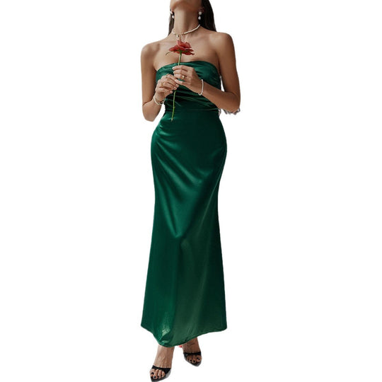 Damen Bustier Maxikleid mit elegantem Schnitt und fließendem Material EB
