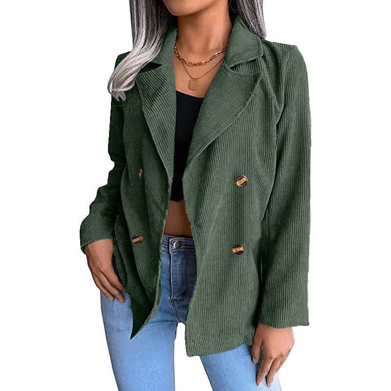 Damen modische Cordjacke mit doppelter Knopfleiste EB