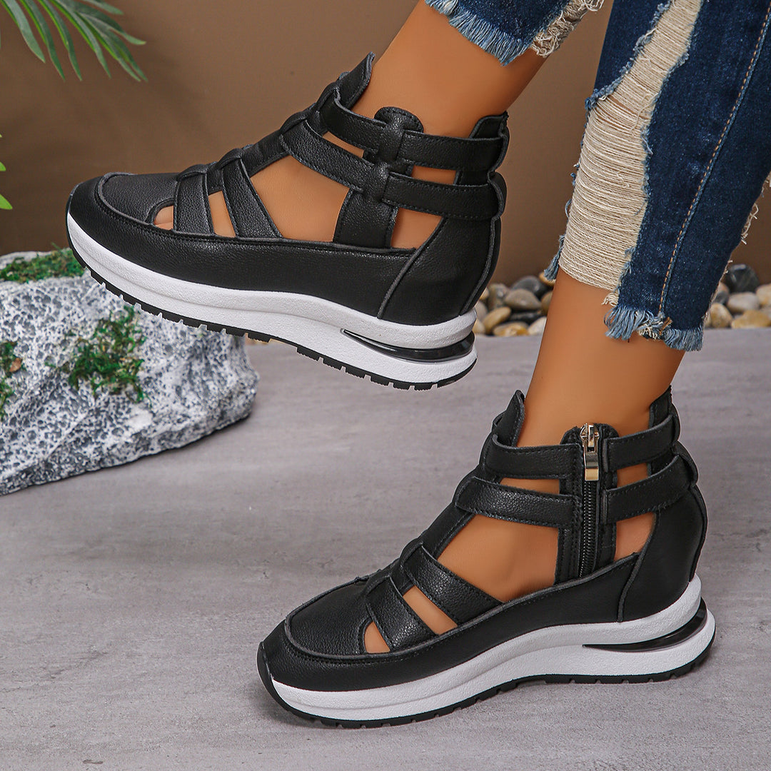 Damen Sportliche Plateau-Sandale mit geflochtenem Riemen und dämpfender Profilsohle EB