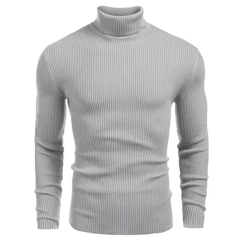 Herren nan Rippstrick Rollkragenpullover figurnaher elastischer Feinstrick EB