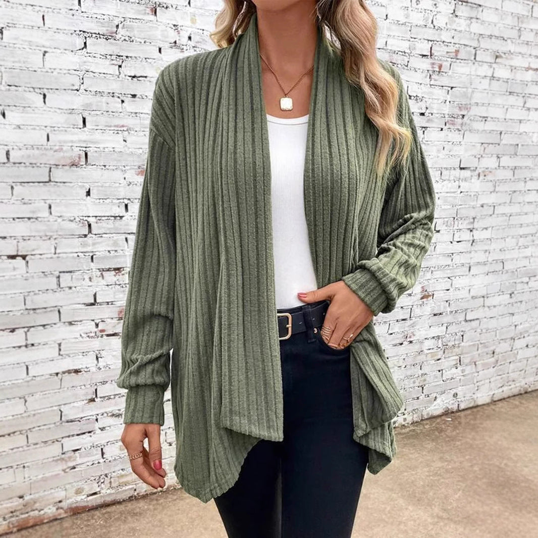 Damen angesagte Strickjacke mit strukturiertem Design und offenem Schnitt EB