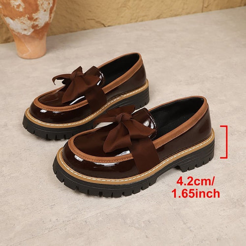 Damen Modische Loafers mit dekorativem Schleifendetail EB