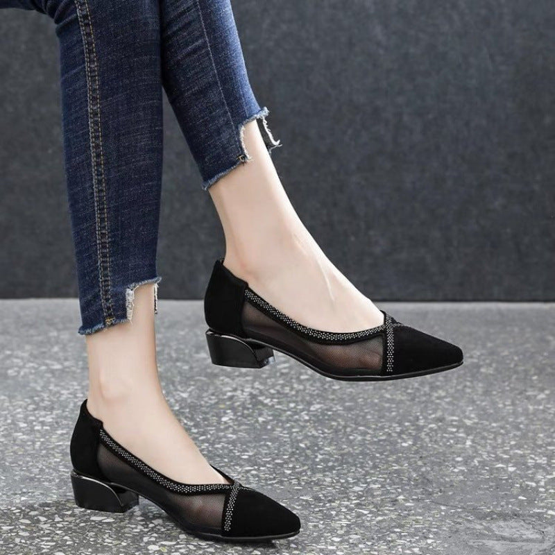 Damen Elegante Sling-Pumps mit transparentem Mesh-Einsatz und funkelnden Details EB