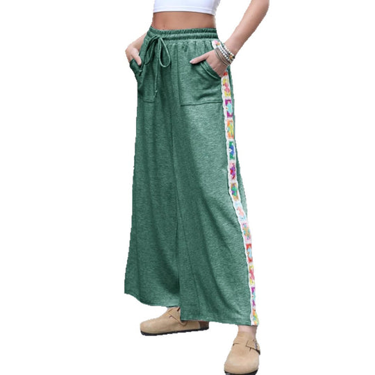 Damen Weite Freizeithose mit buntem Seitenstreifen EB
