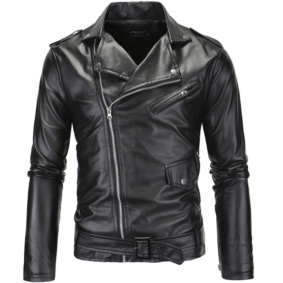 Herren stylische Bikerjacke aus hochwertigem Kunstleder EB