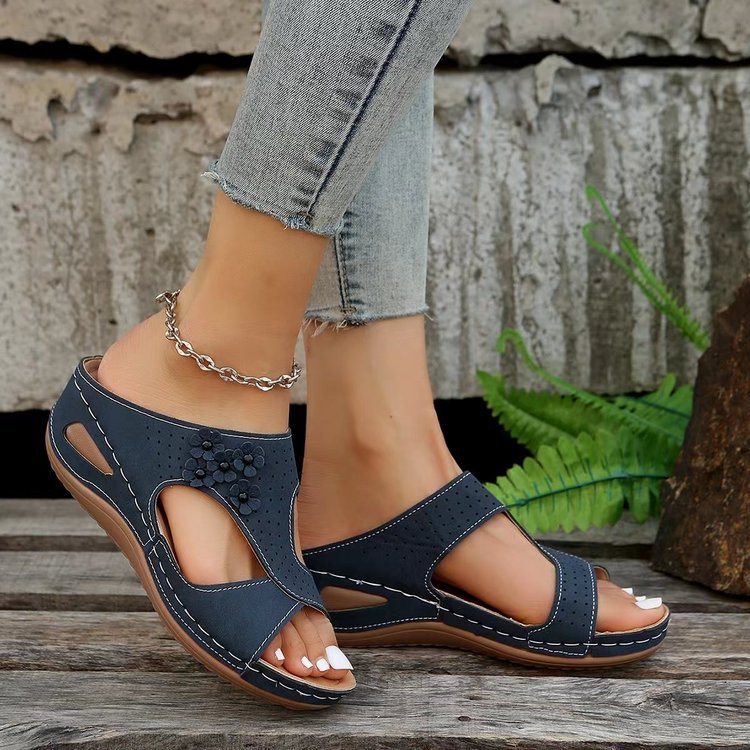 Damen bequeme Riemchen-Sandalen mit modischem Schlangenmuster und flexiblem Fußbett EB