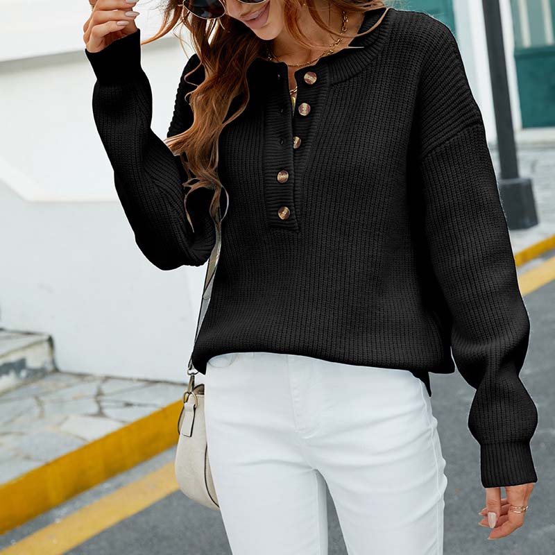 EB | Einfarbiger Strickpullover Mit Feinem Strick