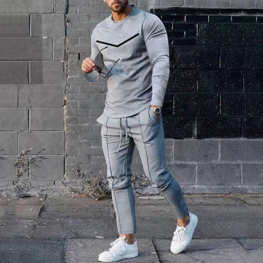 Herren Sportliches Freizeit-Set mit atmungsaktivem Langarmshirt und bequemen Jogginghosen EB