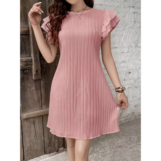 Damen Plissiertes Kurzkleid mit Rüschendetails EB