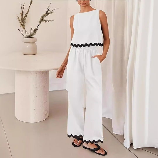 Damen elegantes Lounge-Set mit weitem Schnitt und dekorativen Wellenabschlüssen EB
