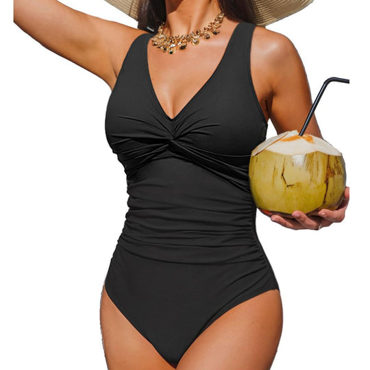 Damen Eleganter Einteiler Badeanzug mit modischem Twist EB