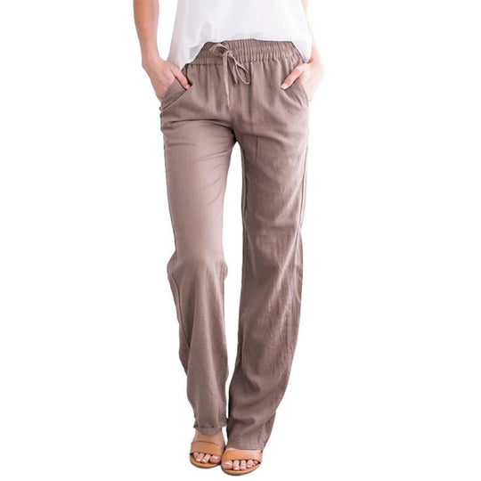 Damen Weite Hose mit elastischem Bund und praktischen Seitentaschen EB