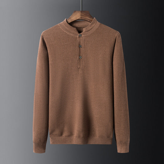 Herren Strukturierter Langarm-Pullover mit Knopfleiste EB