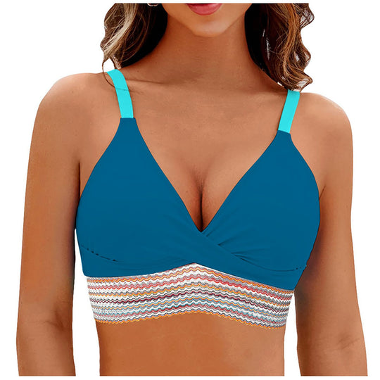 Damen Wickel-Bikini-Oberteil mit modischem Muster EB