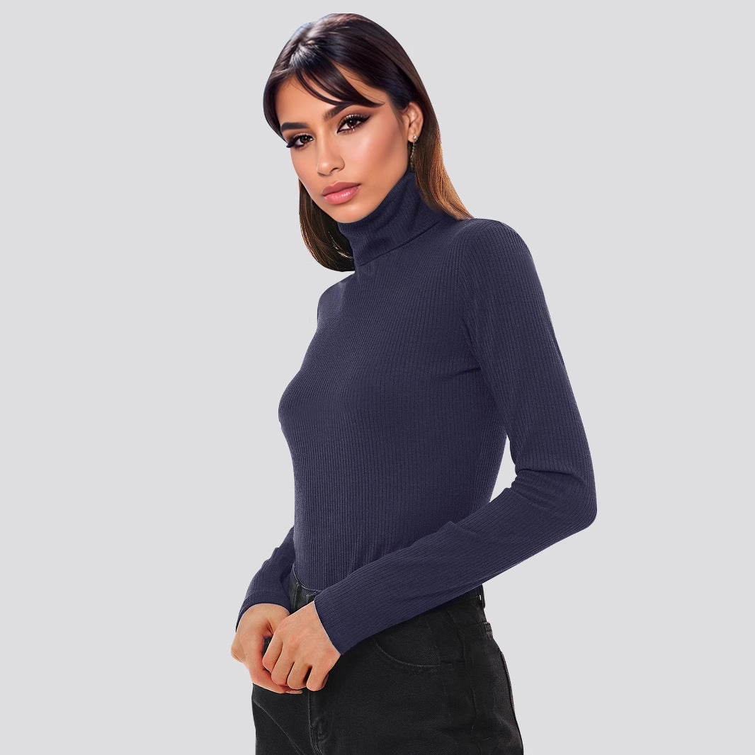 Damen Figurbetontes Langarmbody mit hohem Kragen EB