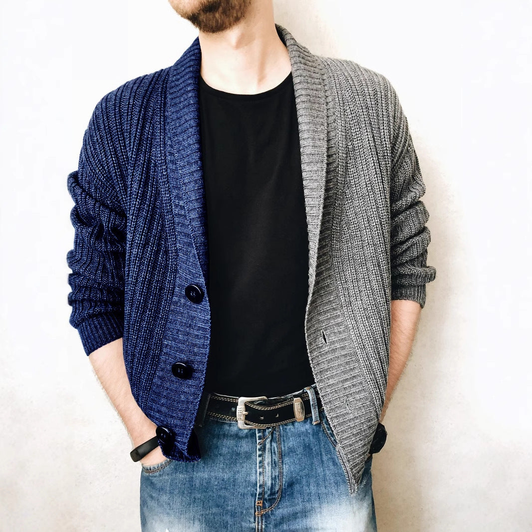 Herren Strickjacke mit modernem Strukturmuster und großen Knöpfen EB