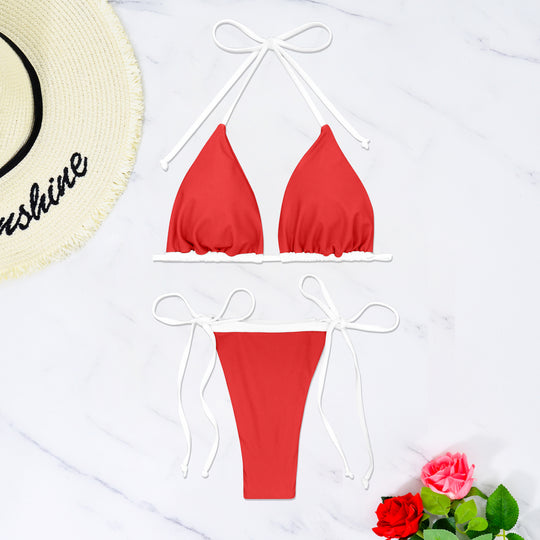 Damen Triangel-Bikini mit verstellbaren Schnürungen EB