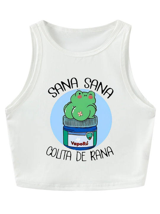 Damen Crop-Top mit kreativem Spruch und lässigem Schnitt EB
