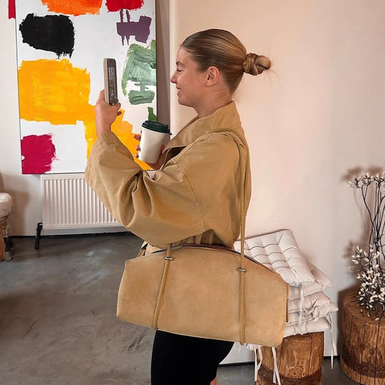 Damen lässige Oversized-Jacke mit Taillenschnürung EB