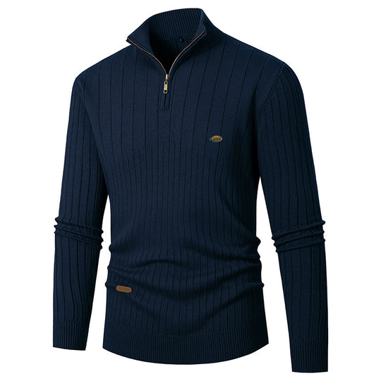 Herren Pullover mit modernem Reißverschluss und Rippenstruktur EB