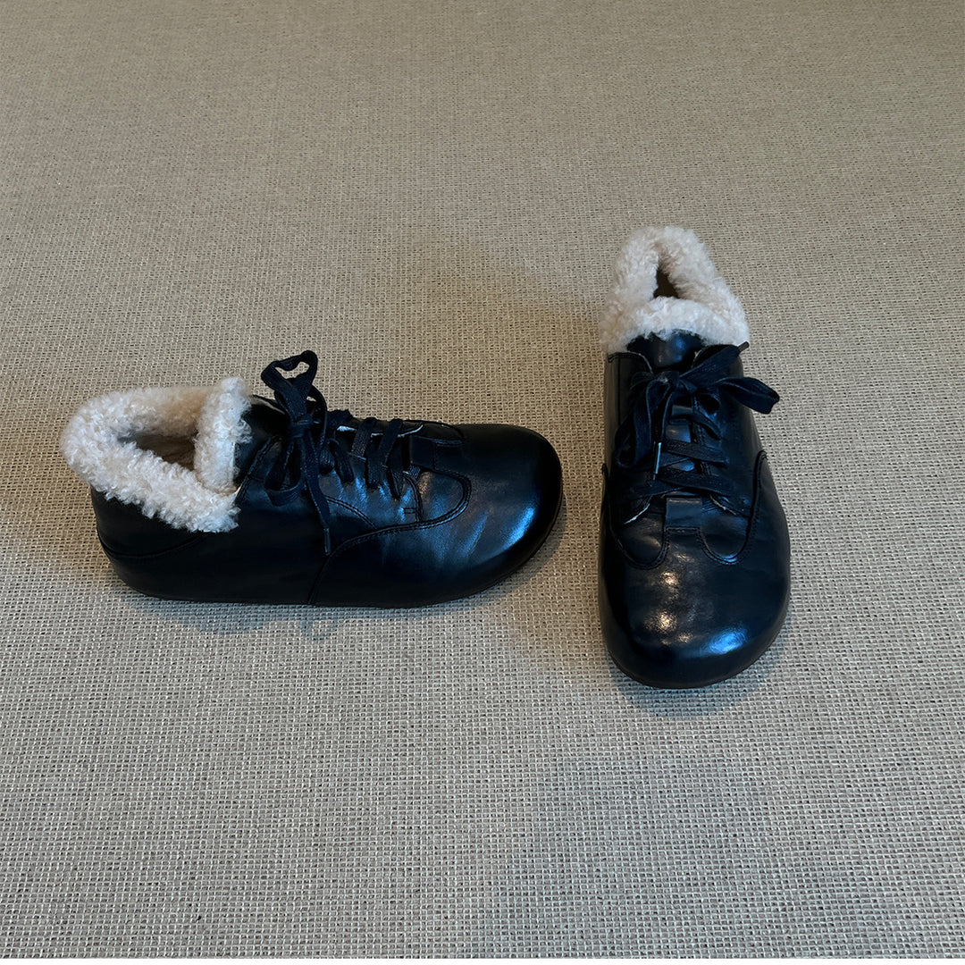 Damen gemütliche Schnürschuhe mit warmem Fleece-Futter EB