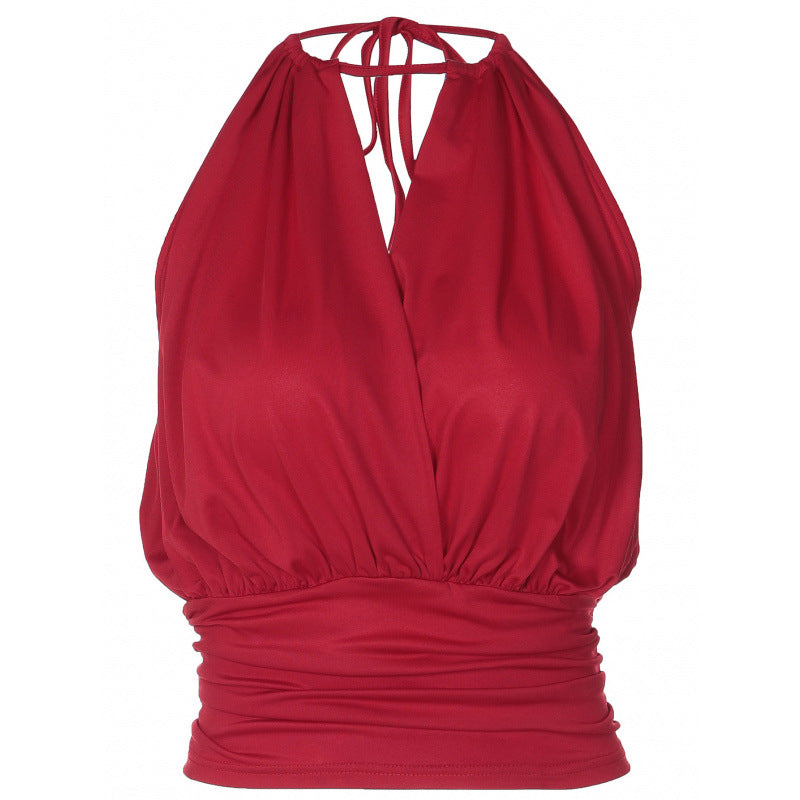 Damen Elegantes Spaghetti-Trägertop mit raffiniertem Faltenwurf EB