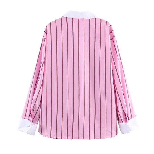 Damen nan oversized Hemd mit Kontrastkragen und Manschetten EB