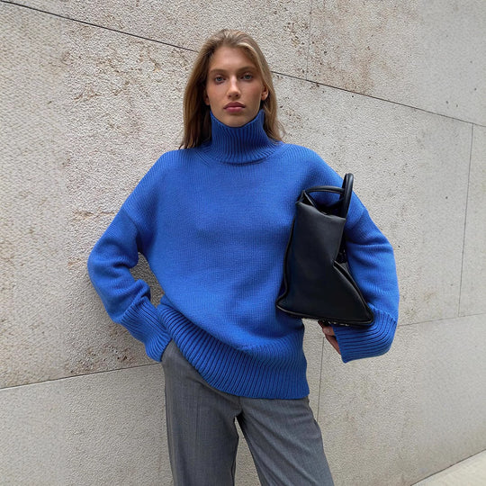 Damen Kuscheliger Rollkragenpullover aus hochwertiger Baumwollmischung mit lockerer Passform EB