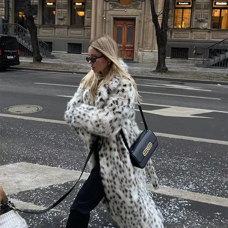 Damen modischer Kunstpelzmantel EB
