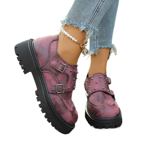 Damen modische Schnürschuhe mit Ziernähten und Plateau EB