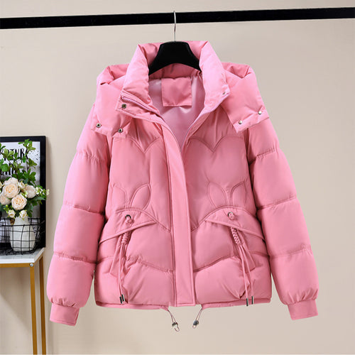 Damen Modische Pufferjacke mit abnehmbarer Kapuze und seitlichen Eingrifftaschen EB