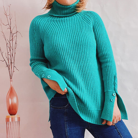 Damen Ribbed Rollkragenpullover mit elegantem Schnitt EB