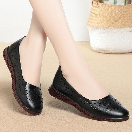 Damen Ballerinas mit atmungsaktiver Lochmusterung und flexiblem Sohlenkomfort EB