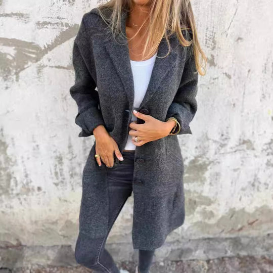 Damen kuscheliger Oversize-Mantel mit praktischen Taschen und elegantem Revers EB