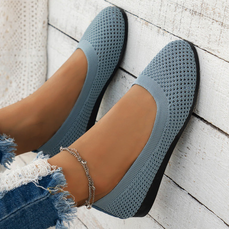 Damen atmungsaktive Ballerinas im eleganten Strickdesign EB