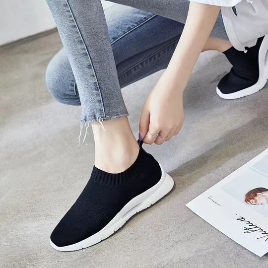 Damen Slip-On Laufschuhe mit elastischem Obermaterial und dämpfender Sohle EB