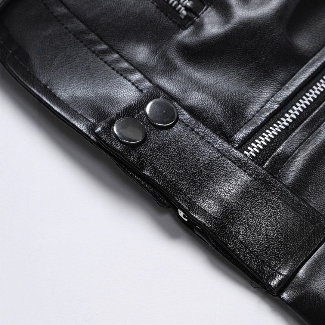 Herren Kunstlederjacke mit asymmetrischem Reißverschluss EB