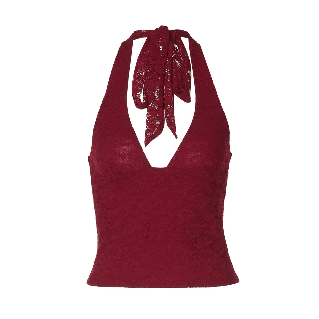 Damen Spitzen-Haltertop mit tiefem V-Ausschnitt EB