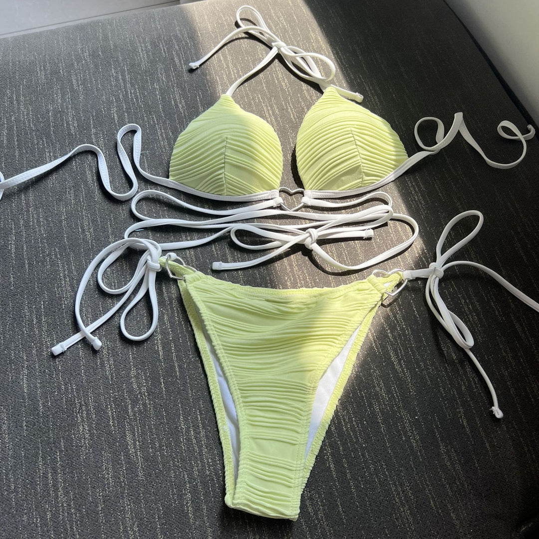 Damen Bikiniset mit gerafftem Design und Herzverschluss EB