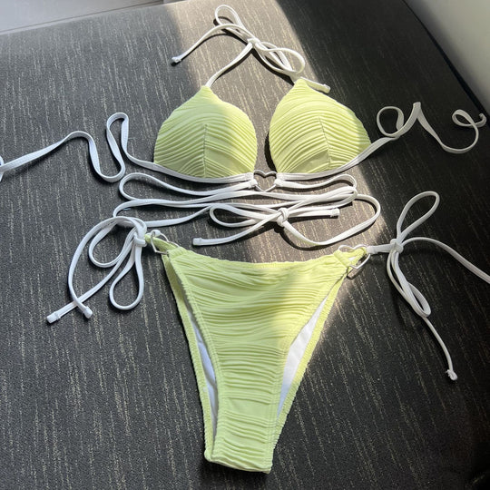Damen Bikiniset mit gerafftem Design und Herzverschluss EB