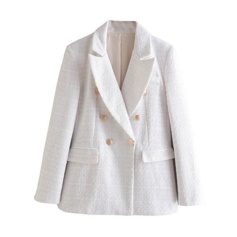 EB | Gemischter Doppelreiher Tweed Blazer Damen