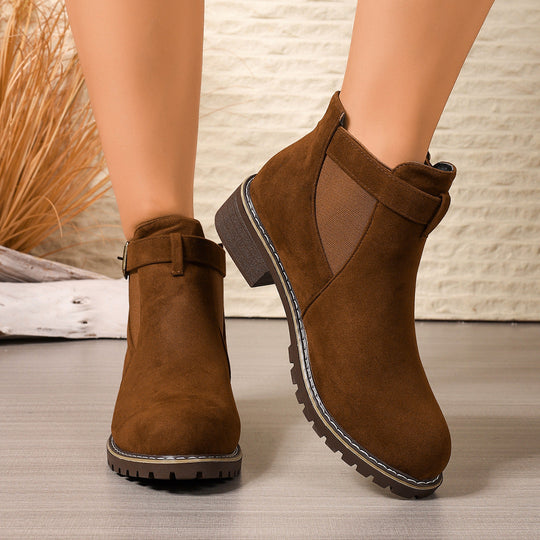 Schicke Stiefeletten mit Schnallenriemen und Blockabsatz EB EB