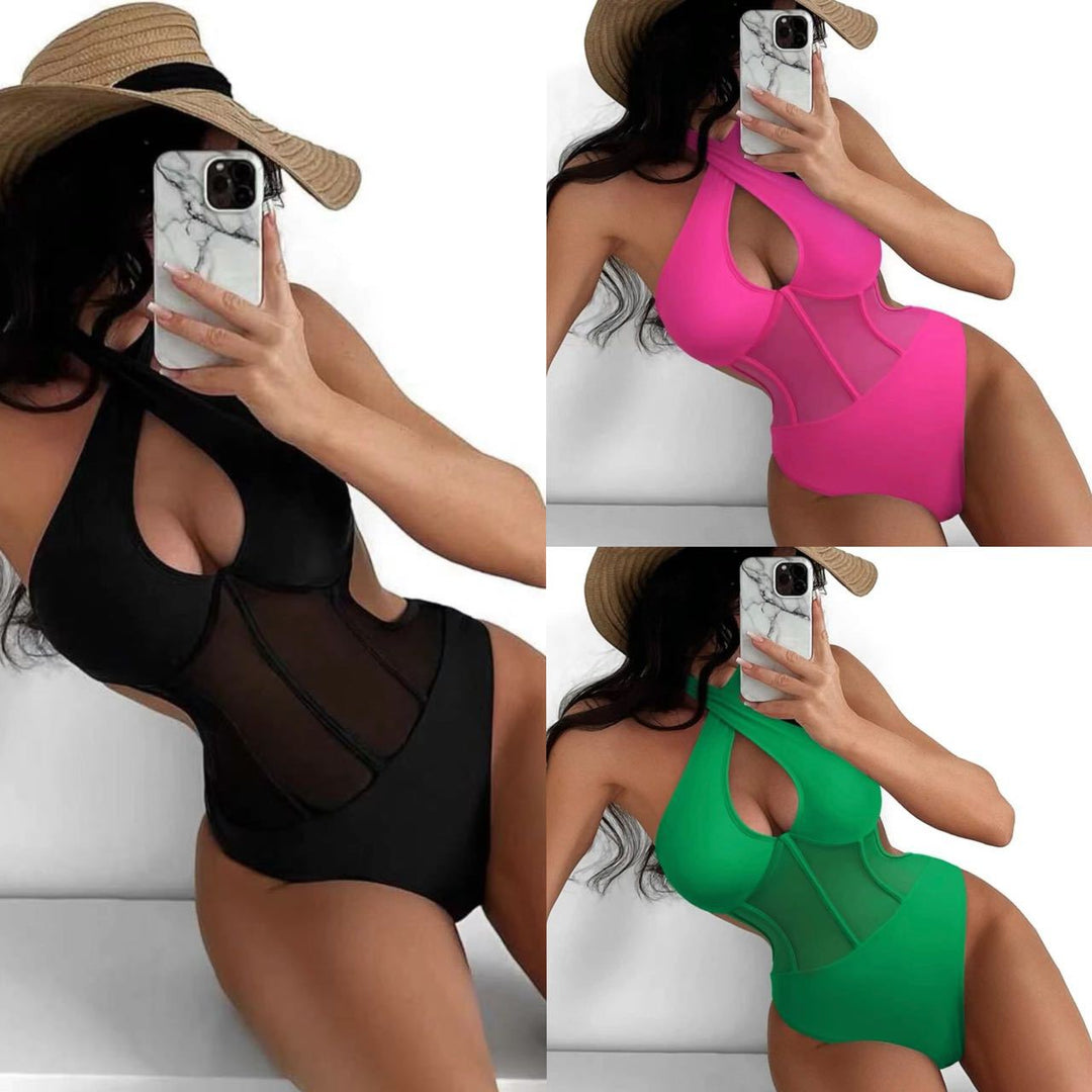 Damen Badeanzug mit transparenten Einsätzen EB