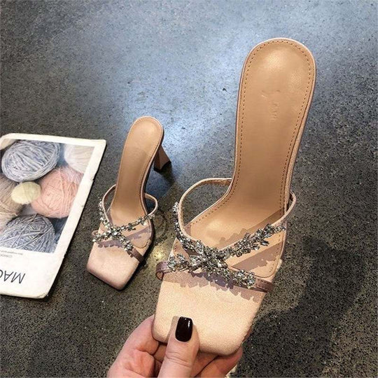 Damen elegante Sandalen mit funkelnden Verzierungen EB