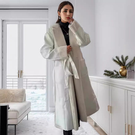 Damen hochwertiger Oversized-Mantel mit weichem Teddyfutter EB