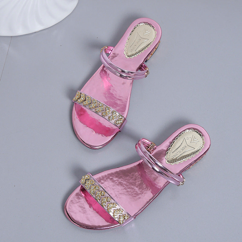 Damen Glitzernde Riemchen-Sandalen mit eleganten Verzierungen EB